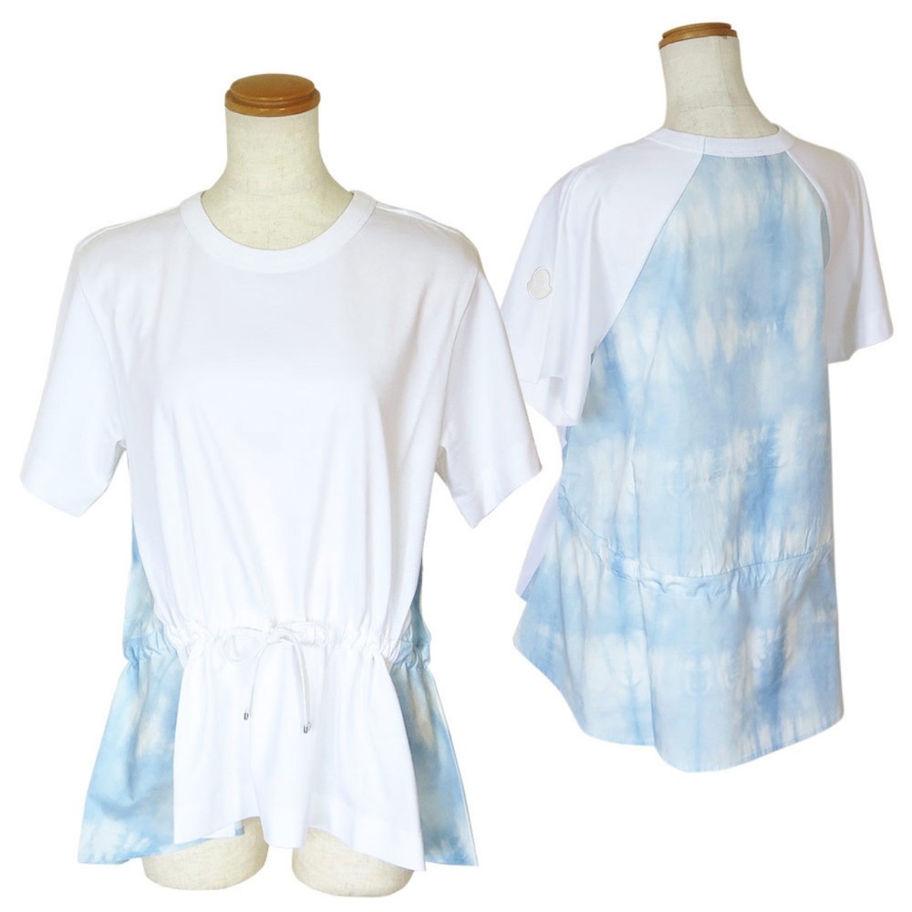 Moncler White and Light Blue Tie-Dye Top